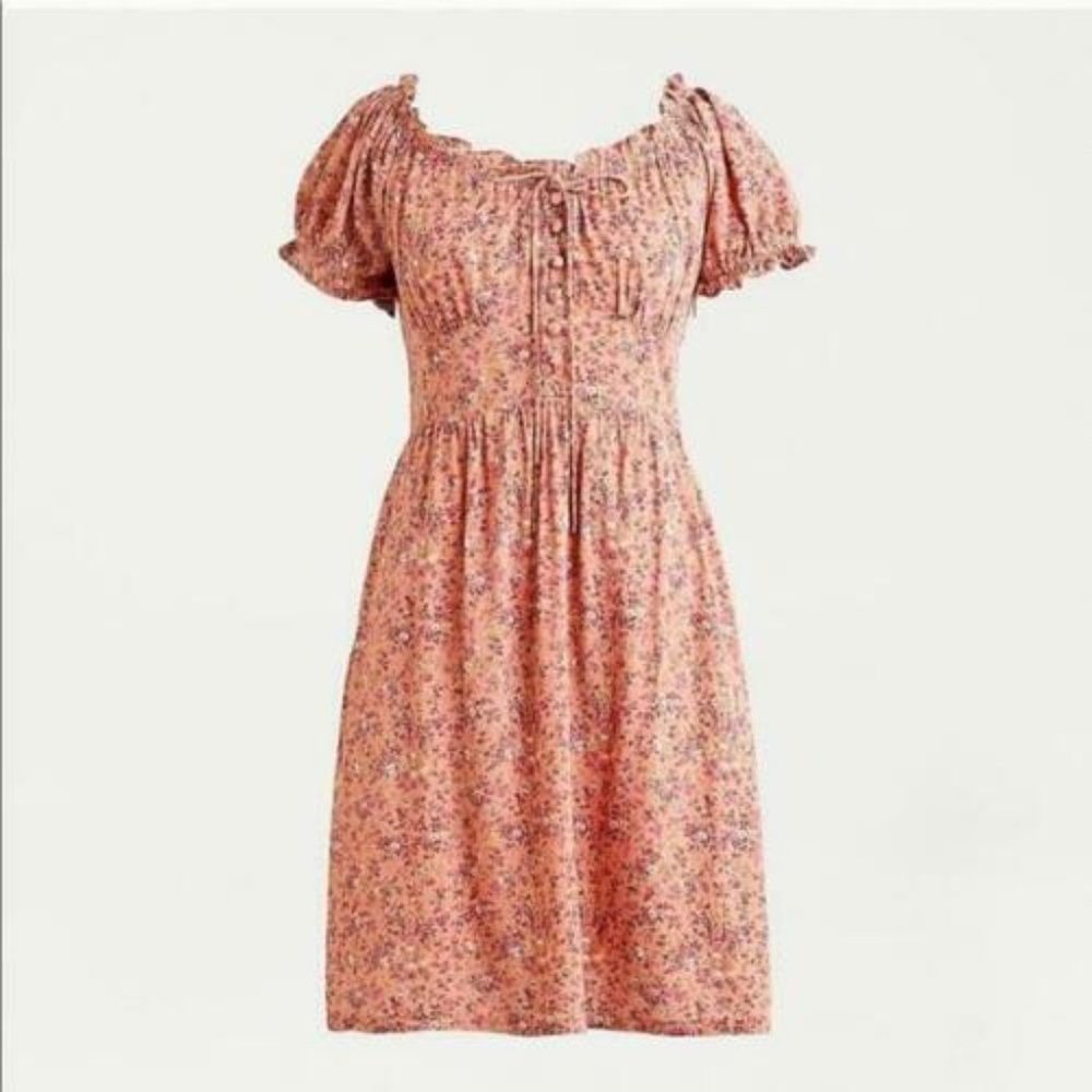 NWT J. Crew Puff-sleeve peasant mini dress in soft rayon